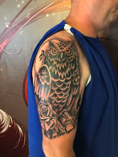 Tattoos - owl rose - 138961